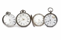 Lot 853 - FOUR VICTORIAN SILVER POCKET WATCHES including...
