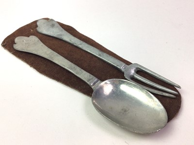 Lot 510 - EARLY PEWTER SPOON AND FORK