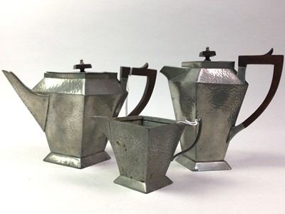 Lot 543 - CRAFTSMAN PEWTER THREE PIECE TEA AND COFFEE SET