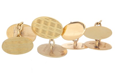 Lot 402 - TWO PAIRS OF GOLD CUFFLINKS