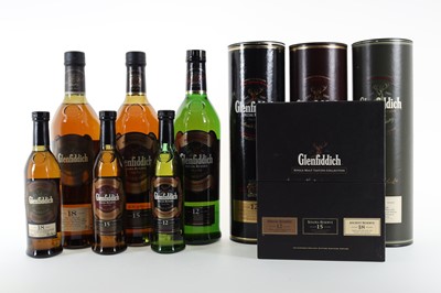 Lot 205 - GLENFIDDICH 12, 15 AND 18 YEAR OLD WITH MATCHING 3 X 20CL SET