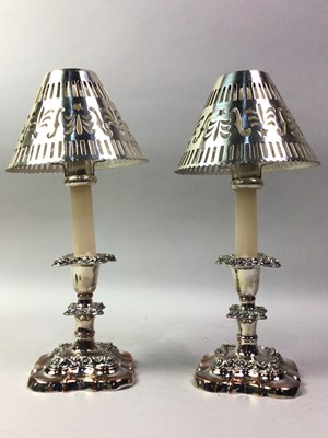 Lot 197 - PAIR OF SILVER PLATED CANDLESTICKS