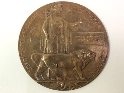 Lot 517 - WWI MEMORIAL PLAQUE, ARTHUR FREDERICK PERCY ORCHARD