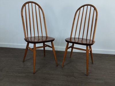 Lot 80 - FOUR ELM AND BEECH STICK BACK CHAIRS