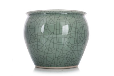 Lot 949 - CHINESE CELADON CRACKLE GLAZE FERN POT