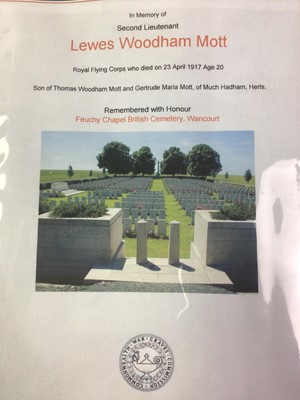 Lot 531 - WWI VICTORY MEDAL AND ARCHIVE, SECOND LIEUTENANT LEWES WOODHAM MOTT