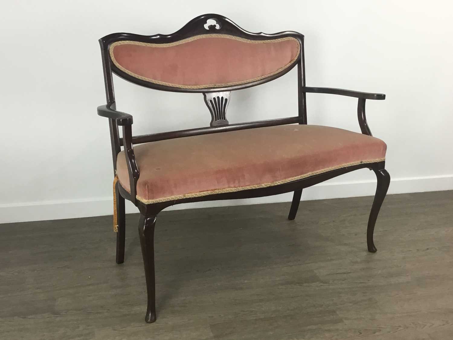 Lot 96 - REPRODUCTION MAHOGANY PARLOUR SOFA