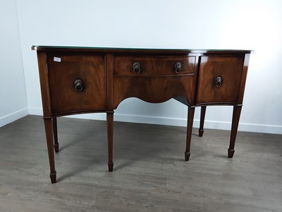 Lot 100 - REPRODUCTION MAHOGANY SERPENTINE FRONTED SIDEBOARD