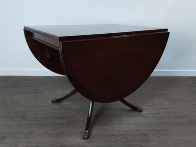 Lot 213 - REPRODUCTION MAHOGANY DROP LEAF TABLE