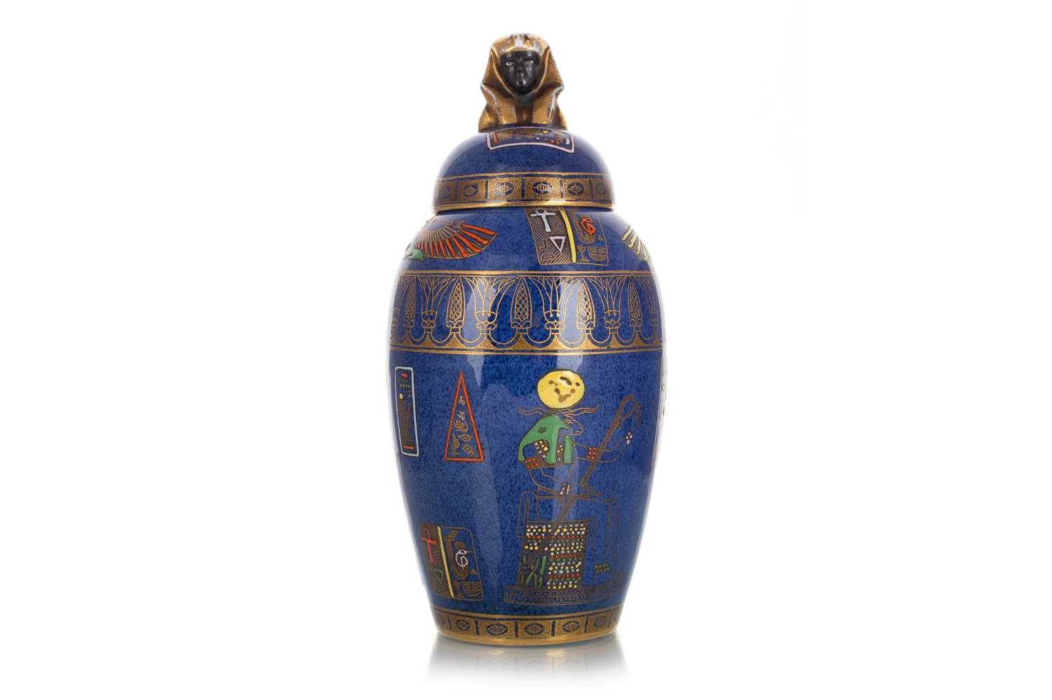 Lot 118 - CARLTON WARE, 'TUTANKHAMUN' EGYPTIAN REVIVAL LIDDED VASE