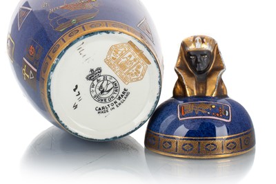 Lot 118 - CARLTON WARE, 'TUTANKHAMUN' EGYPTIAN REVIVAL LIDDED VASE