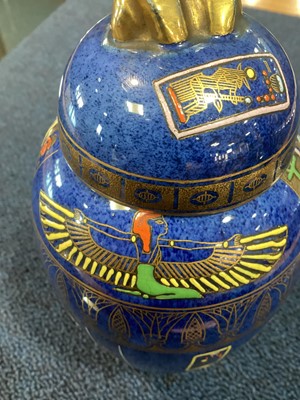Lot 118 - CARLTON WARE, 'TUTANKHAMUN' EGYPTIAN REVIVAL LIDDED VASE