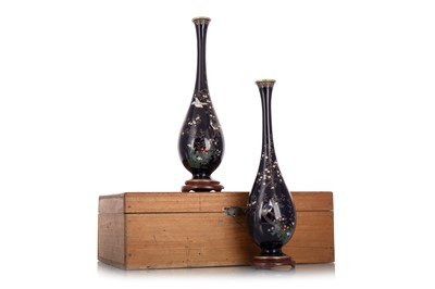 Lot 956 - PAIR OF JAPANESE CLOISONNE VASES