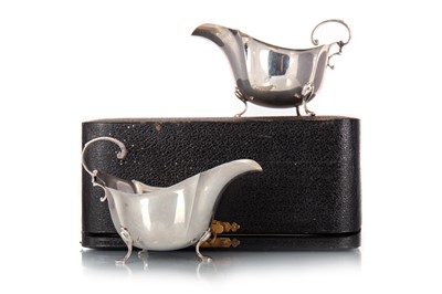 Lot 1357 - PAIR OF GEORGE V SILVER SAUCE BOATS