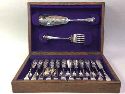 Lot 290 - SET OF PLATED FISH KNIVES AND FORKS, WITH SERVERS