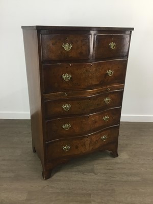 Lot 152 - WALNUT SERPENTINE FRONT CHEST