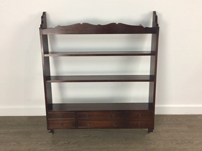 Lot 167 - MAHOGANY HANGING WALL SHELF