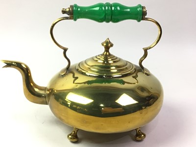 Lot 369 - VICTORIAN BRASS TEA KETTLE