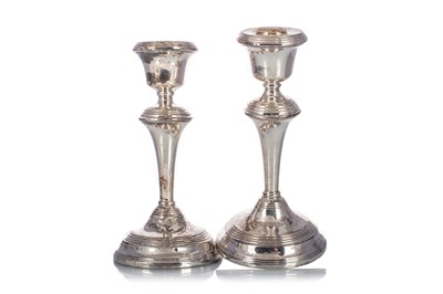 Lot 1360 - PAIR OF ELIZABETH II SILVER CANDLESTICKS