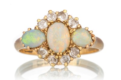 Lot 431 - OPAL AND DIAMOND RING