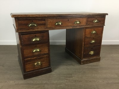 Lot 316 - VICTORIAN PITCH PINE TWIN PEDESTAL DESK