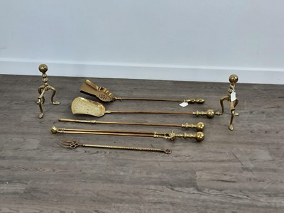 Lot 388 - SET OF BRASS FIRE IRONS