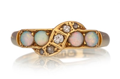 Lot 464 - OPAL AND DIAMOND RING