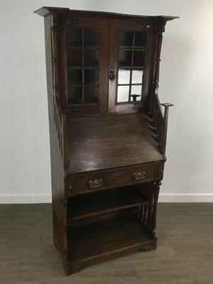 Lot 503 - STAINED OAK ARTS & CRAFTS BUREAU BOOKCASE