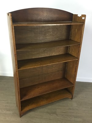 Lot 505 - OAK ARTS AND CRAFTS OPEN BOOKCASE