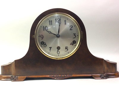 Lot 599 - WALNUT MANTEL CLOCK