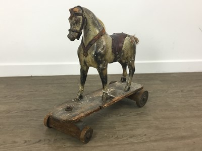 Lot 600 - VICTORIAN DAPPLE GREY MINIATURE WOOD HORSE