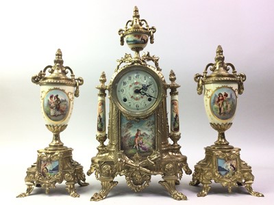 Lot 666 - GERMAN CLOCK GARNITURE