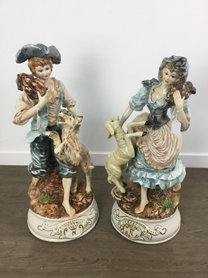 Lot 681 - TWO LARGE CAPODIMONTE FIGURES