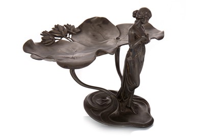 Lot 138 - WMF (WÜRTTEMBERGISCHE METALLWARENFABRIK), JUGENDSTIL PEWTER FIGURAL COMPORT