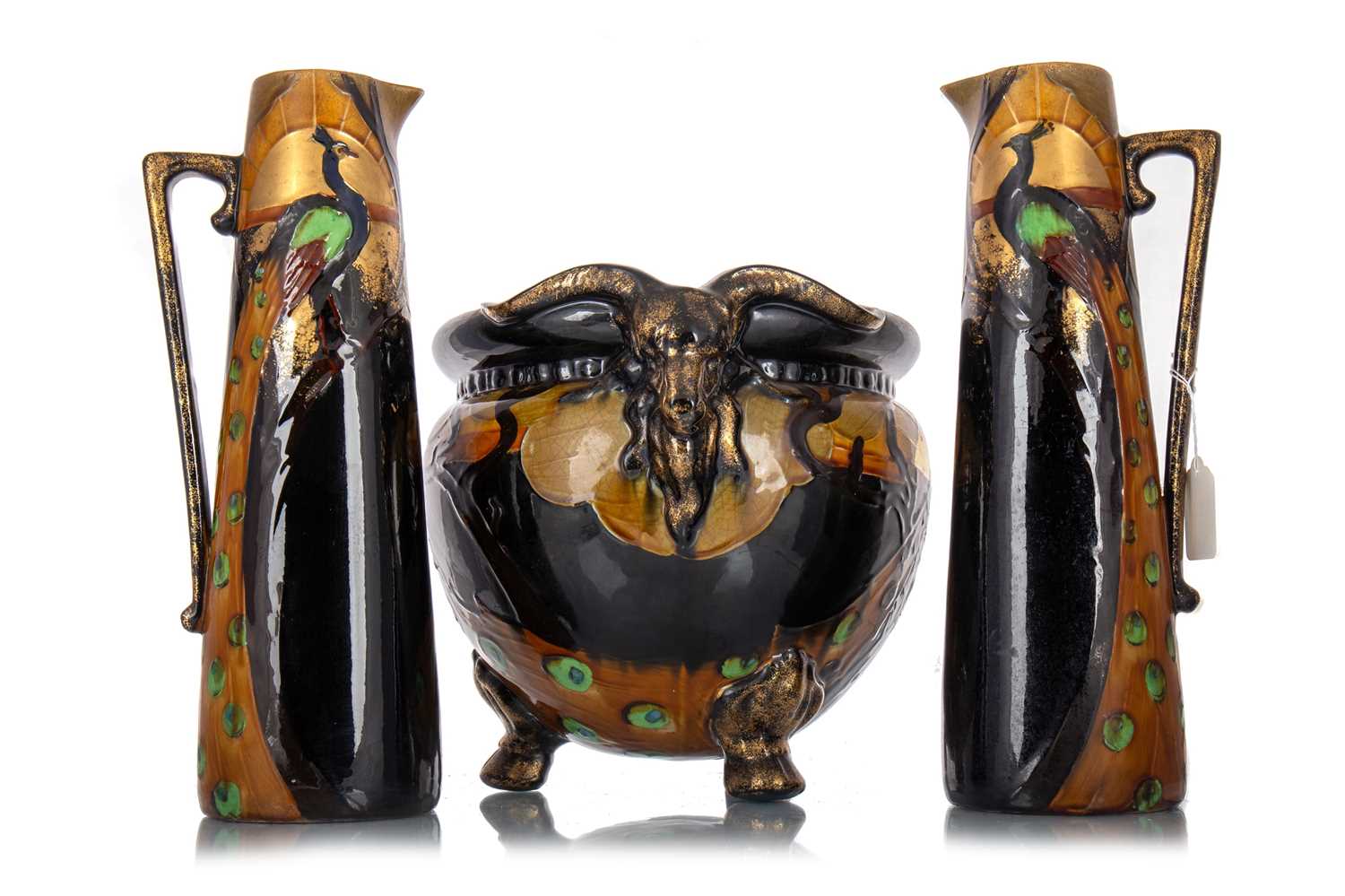 Lot 140 - THOMAS FORESTER LTD., ART DECO 'PHOENIX WARE' GARNITURE