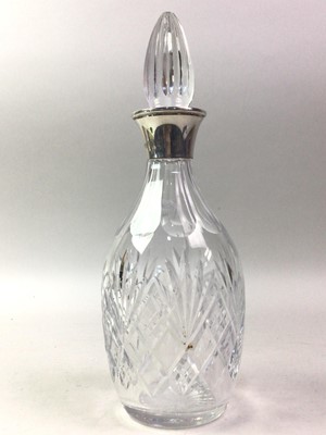 Lot 194 - TWO CUT GLASS DECANTERS AND FIVE SHERRY GLASSES