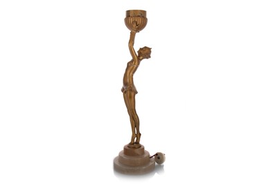 Lot 153 - IN THE MANNER OF JOSEF LORENZL, PAIR OF ART DECO FIGURAL TABLE LAMPS
