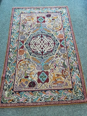 Lot 154 - GEORGE BAIN (SCOTTISH, 1881-1968) FOR QUAYLE & TRANTER LTD., KIDDERMINSTER CELTIC 'HUNTING' WOOL RUG