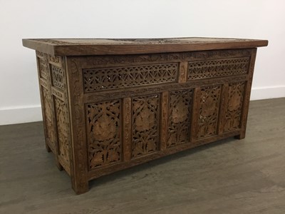 Lot 601 - INDIAN HARDWOOD HEAVILY CARVED TABLE