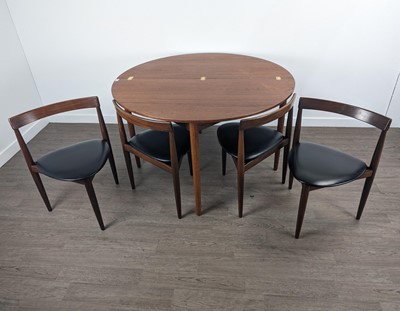 Lot 442 - HANS OLSEN (DANISH, 1919-1992) FOR FREM ROJLE, 'ROUNDETTE' DINING TABLE AND SET OF FOUR CHAIRS