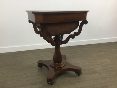 Lot 1313 - VICTORIAN ROSEWOOD SEWING TABLE