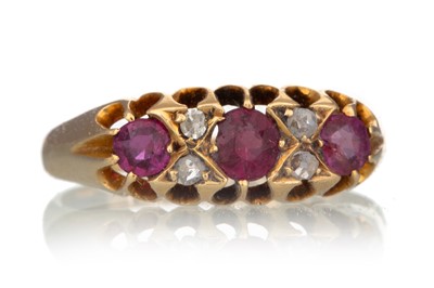 Lot 506 - VICTORIAN RUBY AND DIAMOND RING