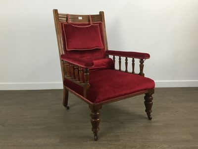 Lot 287 - VICTORIAN MAHOGANY FRAMED ARMCHAIR