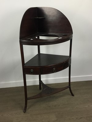 Lot 240 - MAHOGANY BOW-FRONTED CORNER WASHSTAND