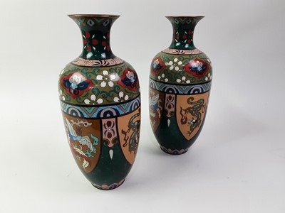 Lot 331 - PAIR OF CLOISONNE VASES