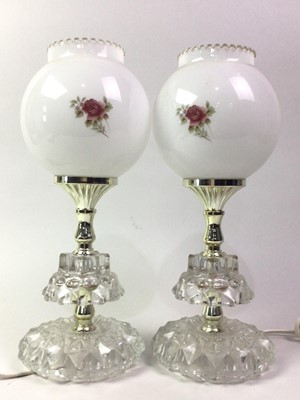 Lot 262 - PAIR OF MOULDED GLASS TABLE LAMPS