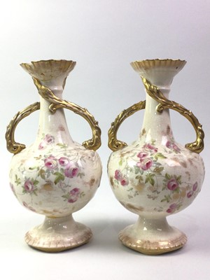 Lot 263 - PAIR OF EDWARDIAN CERAMIC VASES