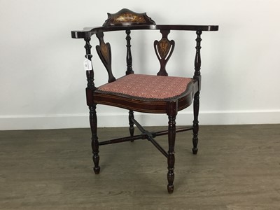 Lot 359 - EDWARDIAN INLAID CORNER CHAIR