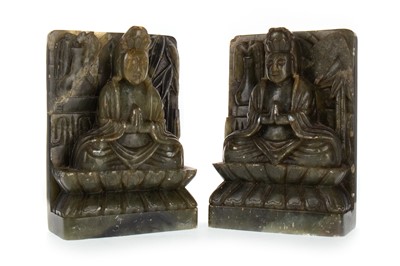 Lot 971 - PAIR OF SOAPSTONE BOOKENDS