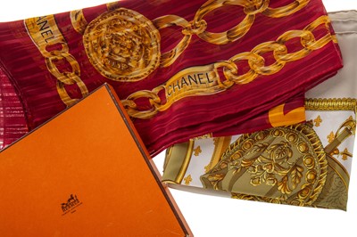 Lot 1381 - CHRISTIAN VAUSELLES FOR HERMES, 'SELLES A HOUSSE' SILK SCARF